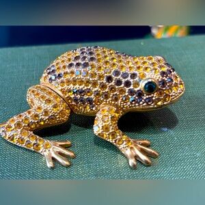 Gold and Yellow Crystal Frog keepsake trinket box